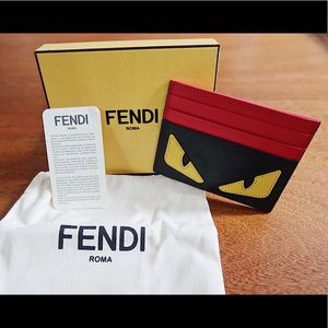 Fendi Bag Bugs Monster Leather Card Case - New